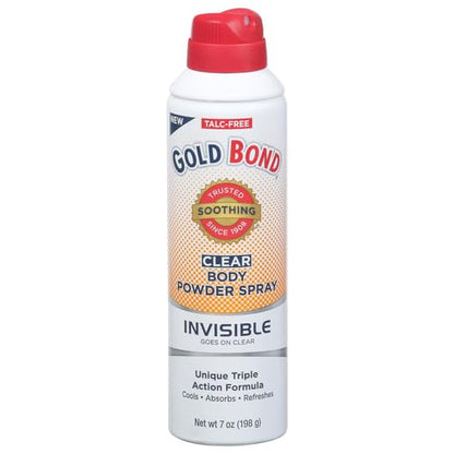 Gold Bond No Mess Clear Invisible Body Powder Spray, 7 oz., Absorbs Odor-Causing Sweat (Pack of 2)