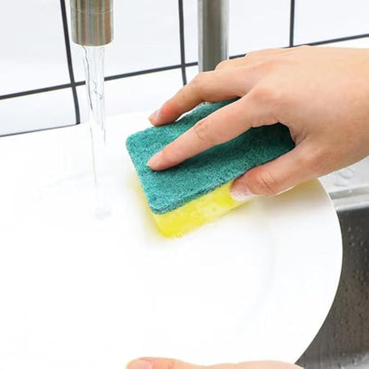 Heavy Duty Scrub Sponges – Kitchen Dish, Sink and Bathroom Cleaning Scrubber Sponge - with Non-Smell Scouring Pad (Right Angle 2 pcs)