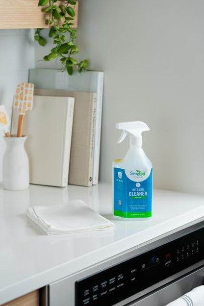 Simpleaf Clean Kitchen Degreaser Cleaner | Refill System Cleaners| Bleach‑Free| Ammonia‑Free|Grease, Oils & Food Soil Remover | Citrus Zest 24oz x 4