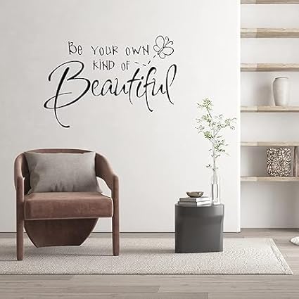 Inspirational Vinyl Wall Decals, Be Your Own Kind of Beautiful Quote Wall Sticker Wall Art Home Decor Wall Stickers for Living Room Bedroom Office Bathroom Girl Home Decoration (Butterfly)
