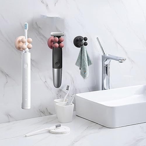8pcs Silicone Toothbrush Holder, Waterproof Multi-Functional self-Adhesive Hook, for Hanging Keys and Towels, Suitable for Kitchen, Bathroom and Office