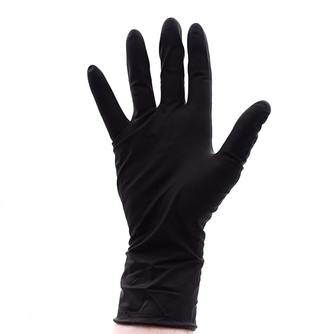 Colortrak Premium Grip Reusable Gloves, 4 Pairs (8 Gloves Total), Powder Free Latex, Durable and Chemical Resistant, Textured for Better Grip, Extra Long Cuff, Washable, Black, Medium