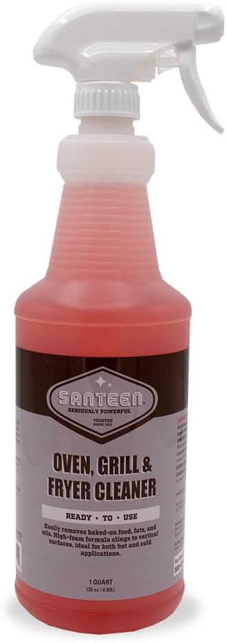 Santeen Oven, Grill, & Fryer Cleaner, 6-Pack, 32oz Bottle with Trigger Sprayer, Professional Formula
