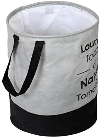 45L Waterproof Laundry Basket – Collapsible Canvas Clothes Hamper with Handles for Toy Storage, Laundry Room, Dorm & Nursery – Grey Organizer Bin (4.33x 4.33x1.18 in)