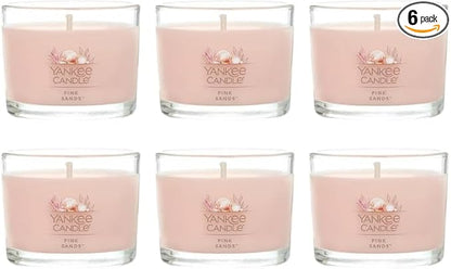 Yankee Candle Mini Jar Scented Candle, Small Single Wick Candle for Home Fragrance, Long Lasting Burn, Pink Sands (Pack of 6)
