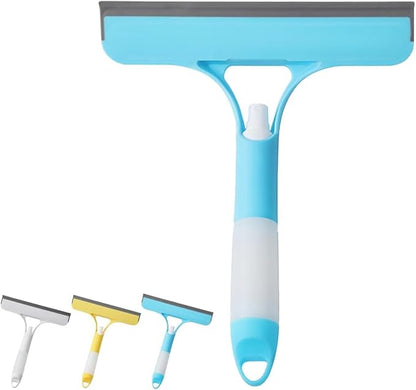 3 in 1 Window Cleaner Tool with Built-in Spray Bottle, Squeegee and Brush - 2026 New for Shower Glass, Mirrors, Car Windows (Blue)