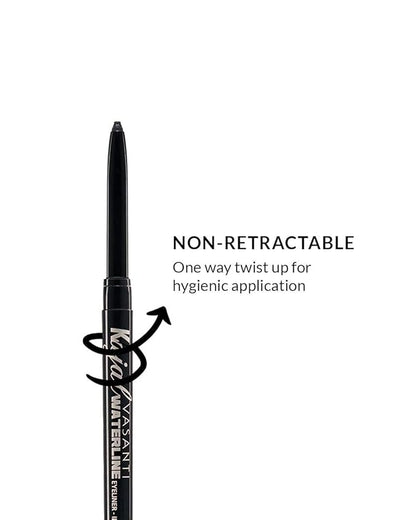 VASANTI Kajal Waterline Eyeliner Pencil (Violet Rays) - Long lasting, Blendable, Safe for Sensitive Eyes, Waterline Eye Liner - Water resisitant & Smudge proof - Opthalmologist Approved and Tested