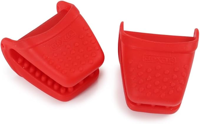 Dexas Micromitt Silicone Oven Mitts - Heat Resistant to 450°F, Set of 2, Dishwasher Safe, Non-Slip Grip, Red