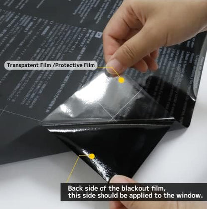 KESPEN Total Silk Blackout Window Film Privacy Static Cling, 100% Light Blocking Anti-UV Room Darkening Opaque Glass Tint, Heat Control Reusable Door Cover for Day Sleeping,35.4 Inch X 8.2 Feet