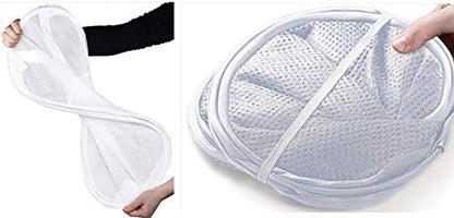 Foldable Mesh Clothes Hampers with Big Pocket Durable Pop-Up Laundry Basket Room Organizer Toy Storage Bins White