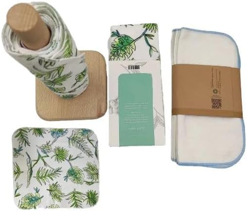 Vi-tal Health & Wellness Paperless Towels Roll Washable Cotton Cloth, Reusable Paper Towels - 10 Pack with Durable Cardboard Roll - 10" X 10" Zero Waste Reusable Napkins Eco Friendly (White)