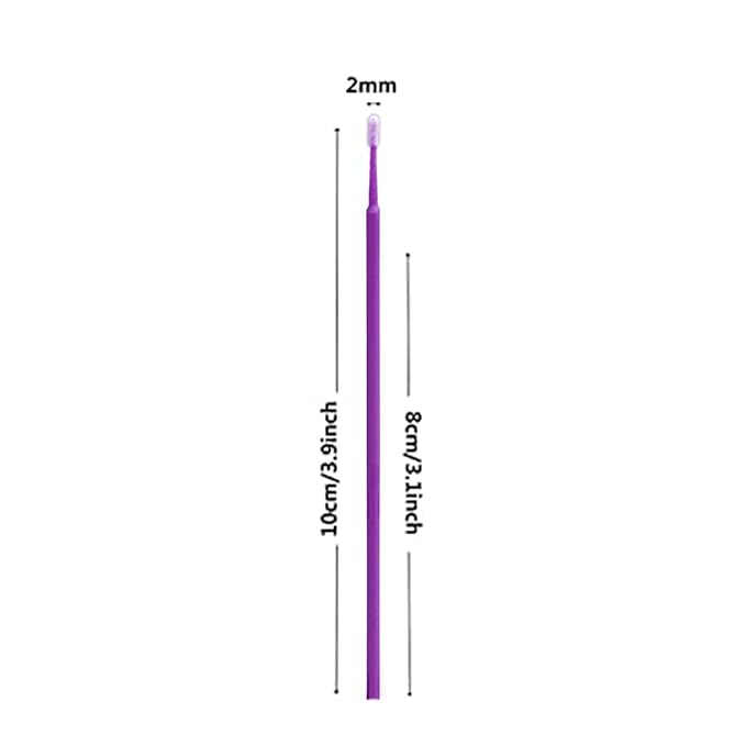 600PCS Microswabs for Eyelash Extensions，Micro Applicators Brush for Cleaning and Applying Make-up Purple (Head Diameter: 2.0mm)