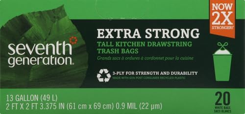 Seventh Generation Drawstring Kitchen Trash Bags 13 gal, 20 Bags