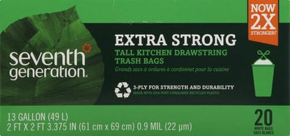 Seventh Generation Drawstring Kitchen Trash Bags 13 gal, 20 Bags