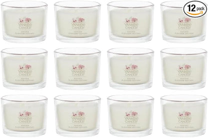 Yankee Candle Mini Jar, Sakura Blossom Festival Scented Candles, Premium Soy Wax Blend for Long Lasting Home Fragrance and Stress Relief, Gift Set for Women and Men, 1.3 Ounce (Pack of 12)