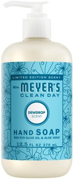 Mrs. MEYER'S CLEAN DAY Kitchen Essentials Set, Includes: Hand Soap, Dish Soap, and All Purpose Cleaner, Dewdrop, 3 Count Pack