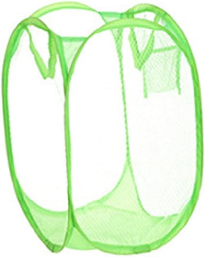 Fine Mesh Dirty Clothes Basket with Handles Nylon Laundry Storage Organizer for Bathroom Bedroom Dorm Safe Edge Design Lightweight and Portable Storage Bin for Shoes Random Color