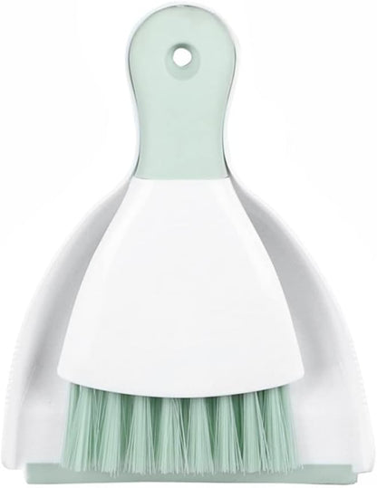 Small Hand Dust Pan and Brush - Small Broom and Dustpan Set, Mini Broom and Dustpan, Compact Dustpans and Brush for Home Cleaning, Sofa, Desk, Guinea Pig Cage, Cat Litter, etc. (Light Green)