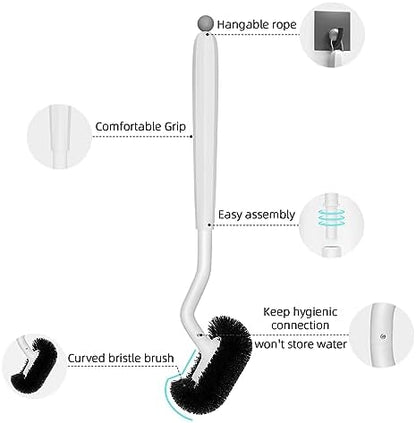 HAMITOR Toilet Bowl Brush Without Holder: Bathroom Deep Cleaning Toilet Cleaner Scrubber Under Rim with Curved Bristle for Dead Corner Clean - Modern Rv Toilet Decorative Accessories - White