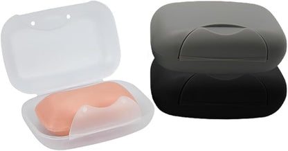 Travel Soap Holder Bar Soap Dish Shower Soap Saver Case Container Box for Bathroom Camping Gym Vonpri (Clear Black Grey, Without Bag)