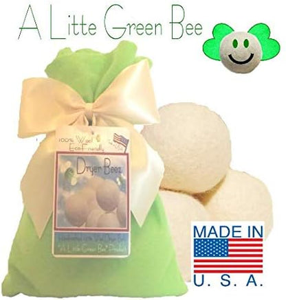 Three Eco-friendly 100% Wool Dryer Ball Gift Set -Handmade in USA- Premium Wool from American Farms, Soft, X-large, Natural and Unscented, Small Family Set of 3