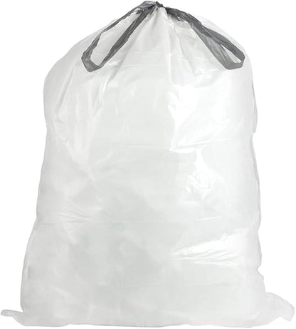 Plasticplace Custom Fit Trash Bags | Compatible with Simplehuman (x) Code N | (200 Count)│White Drawstring Garbage Liners 12-13 Gallon / 45-50 Liters│22.5" x 31.5"