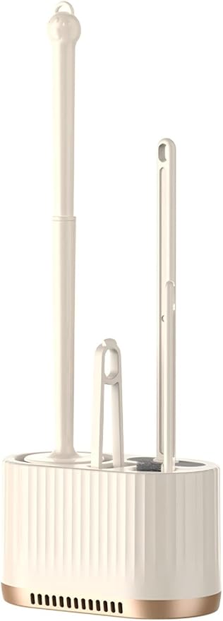 Basaza Toilet Brush and Holder Set Toilet Bowl Cleaning Brush and Holder for Bathroom Toilet Bowl Cleaner Brushes & Holders 4 in 1 Beige Bathroom Accessories Wall Mounted or Floor Standing