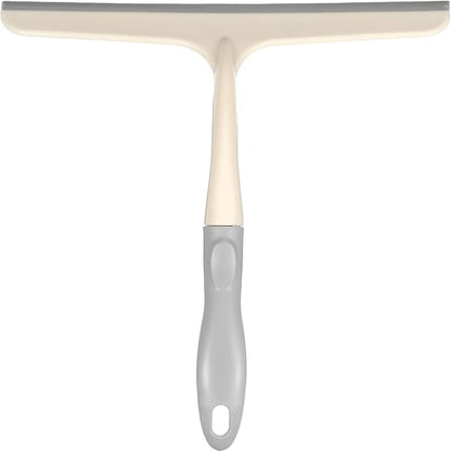 HARFINGTON Shower Squeegee 9.6 Inch Length Water Blade Cleaner Tool Household Mirror Squeegee with Hole for Windshield Window Cleaning Glass Door, Beige