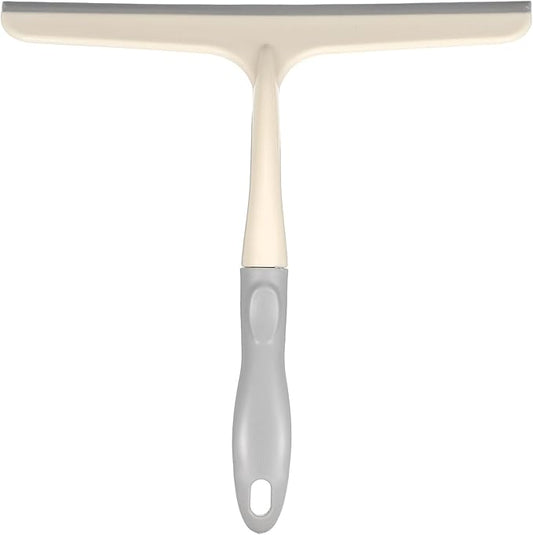 HARFINGTON Shower Squeegee 9.6 Inch Length Water Blade Cleaner Tool Household Mirror Squeegee with Hole for Windshield Window Cleaning Glass Door, Beige