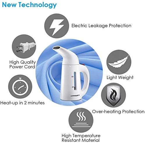 URPOWER Updated 180ml Steamer for Clothes, 7-in-1 Portable Handheld Garment Steamer, Fast Heat-up Clothes Steamer, Travel Steamer, High Capacity Fabric Steamer for Home and Travel