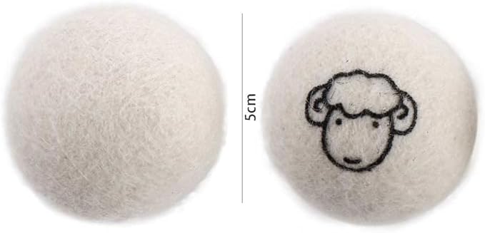 2 pcs White no Pattern Reusable Wool Dryer Balls Fabric Softener Ball Wool Laundry Ball Reducing Clothing Wrinkles,Saving Drying Time and Fabric Fluffier Dryer Balls Laundry