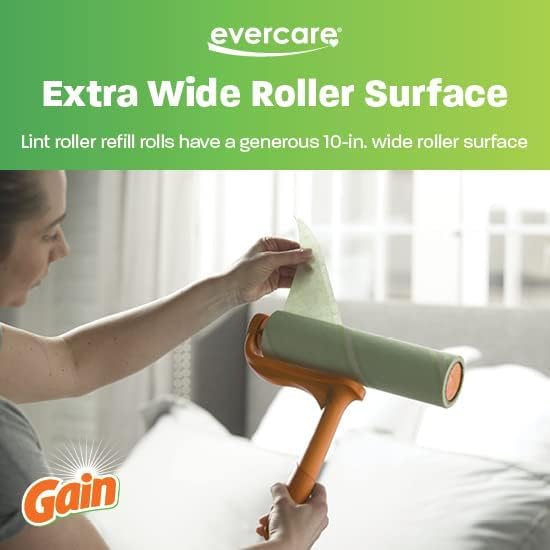 Evercare 10” Mega All-Purpose Pet Hair Lint Roller Refills, 3 Pack, 50 Sheets Each, Gain Scented – Sticky Roller for Pet Hair, Cat & Dog Hair Remover, Lint Remover for Furniture, Clothing & Cars