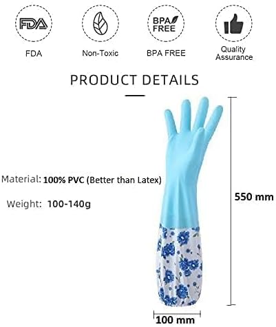 Reusable Waterproof Household Latex Gloves | Ideal for Kitchen Dishwashing, Laundry, Cleaning, Gardening, and Sanitation | 2 Pairs (Blue & Green)