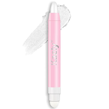 evpct 1Pcs Pearl White Shimmer Cream Eye Shadow Brightener Sticks for Eyes, Double Ended Cream Eyeshadow Stick Pencil Pen with Applicator, Eye Shadow Palette Highlighter Makeup Waterproof Pigmented 01
