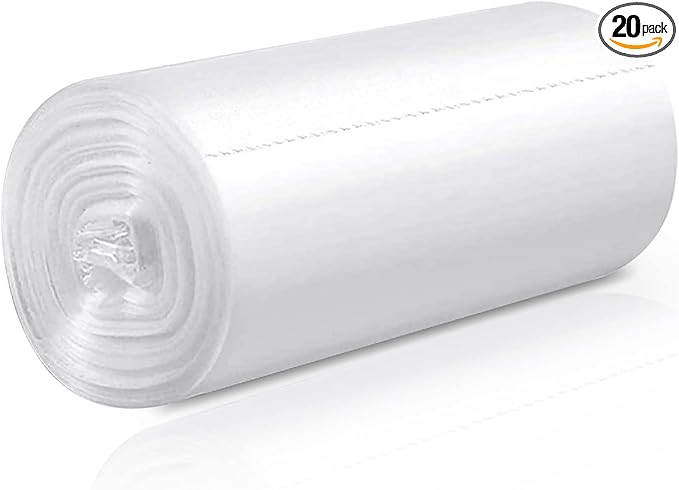 Waikas Kitchen Trash Bags 13 Gallon, 20 Counts, Flag Garbage Bags with No Flaps and No Ties, 60cm*80cm, 16.8g/pcs, Unscented, White