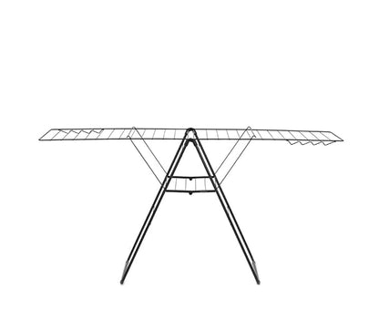 Brabantia HangOn Clothes Drying Rack | 82ft (25m) | Matt Black | Large Indoor Clothes Airer Laundry Stand with 2 Fold-Out Wings & Hanger Hooks, Folds Flat | Fits 2 Full Loads