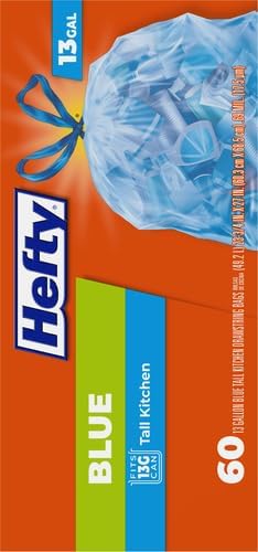 Hefty Blue Trash Bags,Blue,13 Gallon,60 Count (Pack of 6)