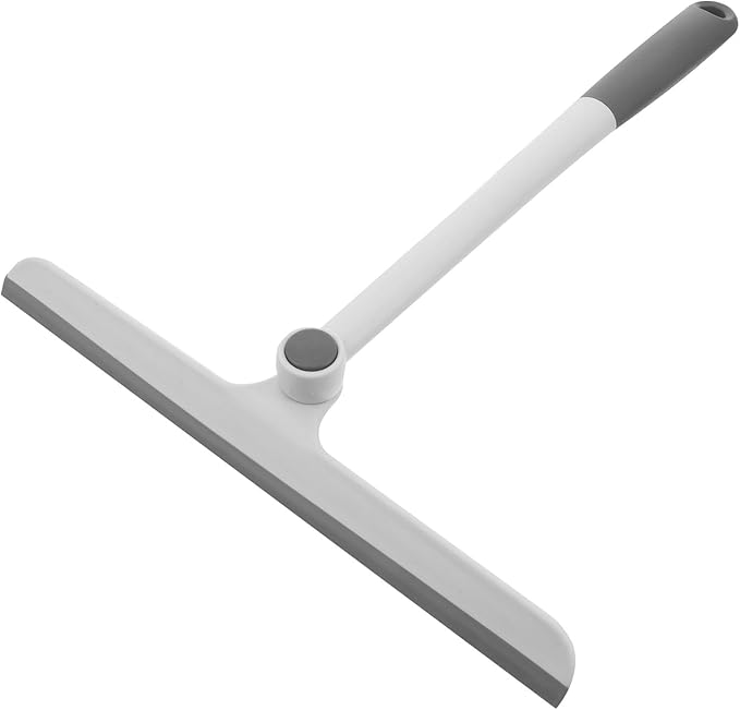 Rotating Glass Squeegee for Home Use Grey White, Multipurpose Nonslip Window and Mirror Cleaner, Bathroom and Car Water Wiper Cleaning Tool