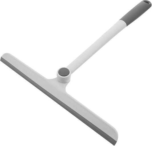 Rotating Glass Squeegee for Home Use Grey White, Multipurpose Nonslip Window and Mirror Cleaner, Bathroom and Car Water Wiper Cleaning Tool