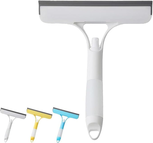 3 in 1 Window Cleaner Tool with Built-in Spray Bottle, Squeegee and Brush - 2026 New for Shower Glass, Mirrors, Car Windows (PureWhite)
