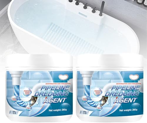 Powerful Pipe Dredging Agent For Kitchen And Toilet Pipelines, Pipeline Dredging Agent, Rapid-Foaming Drain Cleaner for Sink Bathtub Clogs - Heavy-Duty Pipe Maintainer Fast-Acting (2 Pcs)