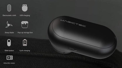 Rechargeable Fabric Shaver, Magictec Lint Remover Sweater Defuzzer Lints Fuzzs Pills Pilling Trimmer for Clothes and Furniture -Battery Operated (Black)