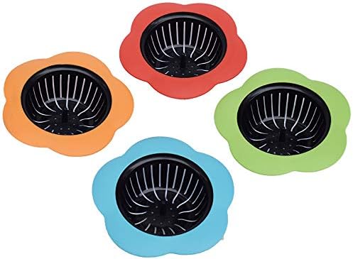 Silicone Kitchen Sink Strainer 2 Pack, Pouring strainers，Drain FilterLarge Wide Rim 4.5" Diameter (4.5" Diameter, 2 Red)