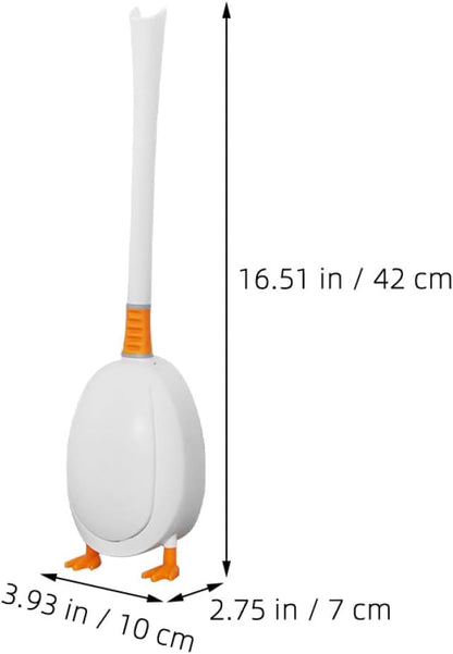 Veemoon Silicone Toilet Brush and Holder with Soft Bristles, Cute Diving Bird Design, Wall-Mounted and Floor-Standing for Bathroom Cleaning Tools and Household Use, White