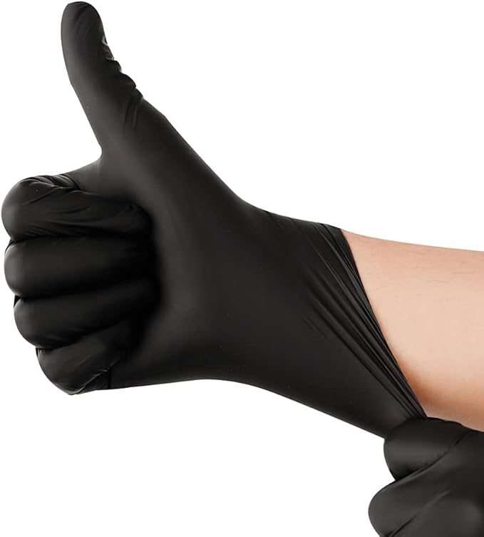 Black Disposable Nitrile Latex & Powder Free 6-Mil Gloves 100 Count, Textured, Mechanic Wearing, Cleaning, Food Black X-Large