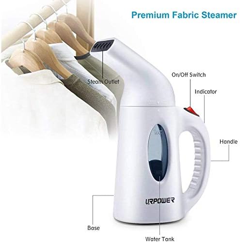 URPOWER Steamer for Clothes Steamer, Portable Handheld Garment Fabric Steamer Fast Heat-up Powerful Clothes Steamer with High Capacity for Home and Travel - Not for Abroad
