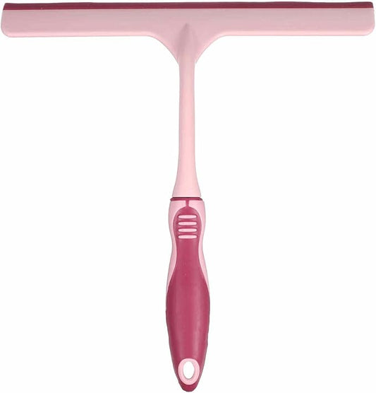 HARFINGTON Shower Squeegee 9.8 Inch Length Water Blade Cleaner Tool Household Mirror Squeegee with Hole for Windshield Window Cleaning Glass Door, Pink