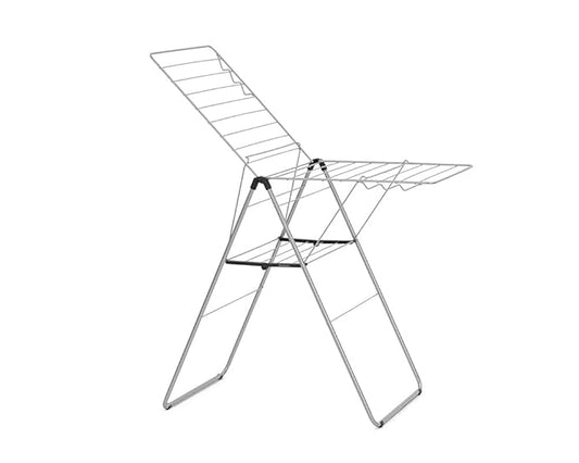 Brabantia HangOn Clothes Drying Rack | 67ft (20m) | Metallic Gray | Large Indoor Clothes Airer Laundry Stand with 2 Fold-Out Wings & Hanger Hooks, Folds Flat | Fits 2 Full Loads
