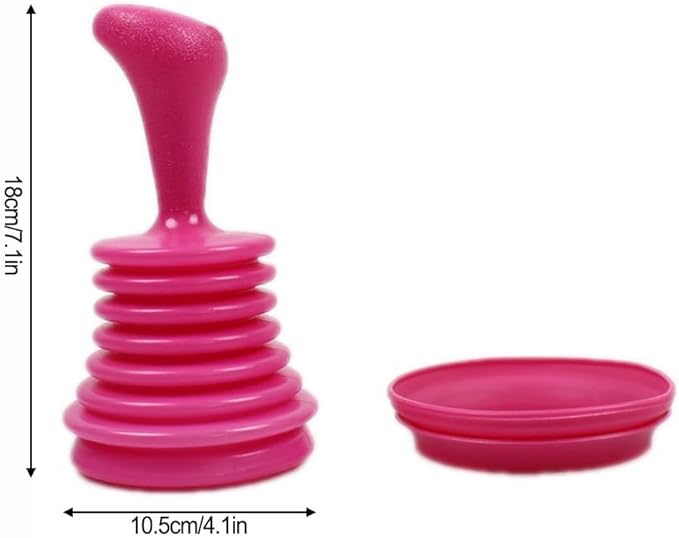 Kitchen Sink Drain Plunger, PP Bellows Air Pressure Tool for Toilet Bowl Unclogging, High Power Squeeze Cleaner for Bathroom Shower Clog Removal, Bathtub Drain Hair Remover(Rose Red)