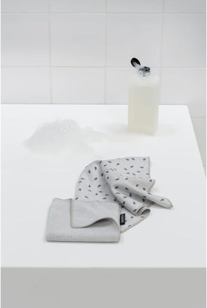 Brabantia x2 Microfiber Cleaning Dish Cloths (Light Gray) Absorbent Hygenic Rags for Washing, Drying (12x12)